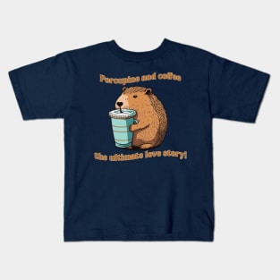 Porcupine and coffee the ultimate love story Kids T-Shirt